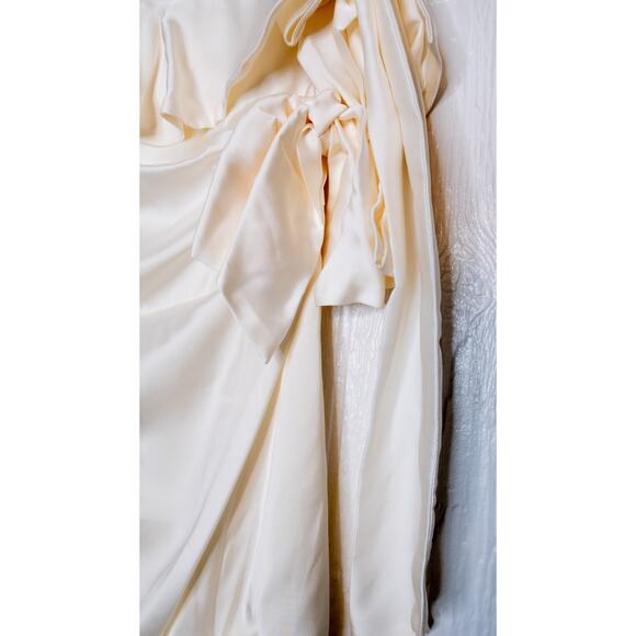 TULAROSA 'Naomi' Cream Satin Ruched Ruffled One Sleeve Mini Dress XL - Picture 9 of 13
